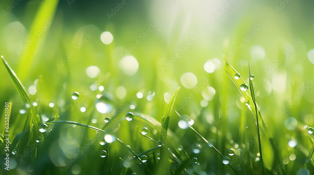 green grass with dew drops green grass with dew drops