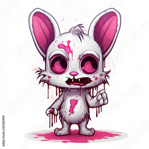 vector cute mascot Zombie Bunny white background