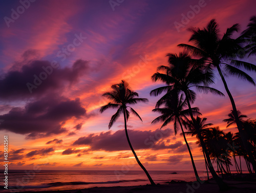 sunset on the beach © Tudose