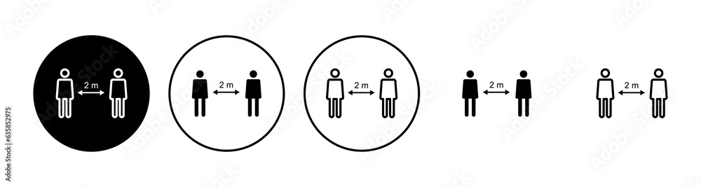 Social distance icon set. social distancing icon. self quarantine sign Social distance icon set. social distancing icon. self quarantine sign