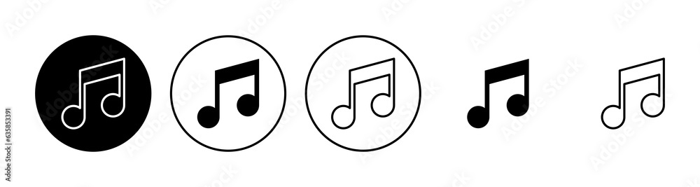 Music icon set. note music icon vector Music icon set. note music icon vector