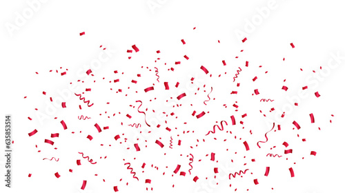 Red confetti on transparent background. Falling red confetti celebration element background. Vector illustration