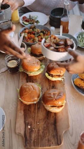Top Down View of Multi Racial Friends Sharing Lunch