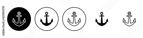 Anchor icon set. Anchor symbol logo. Anchor marine icon.