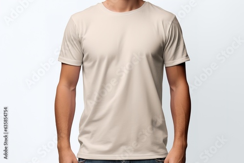 Cream color T-Shirt Mock up template for design print and advertising.