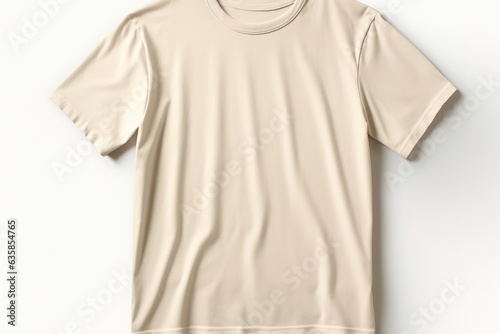 Mockup of a mens cream t-shirt for design, print, pattern.