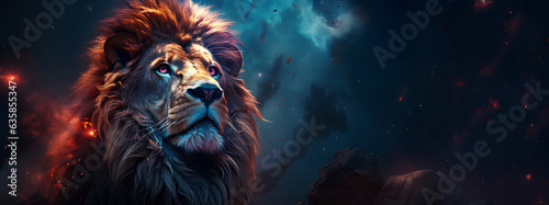 lion in a night sky
