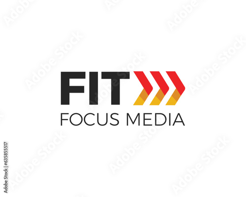 Bold and strong forward arrow based logo design fitness and gym business.