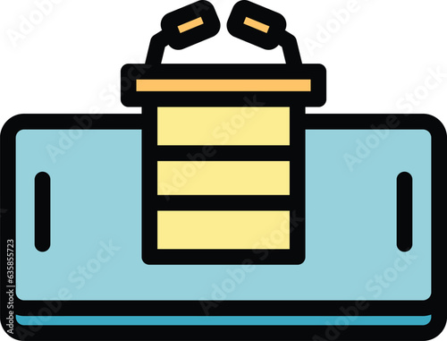 Election speaker icon outline vector. Vote online. Digital poll color flat
