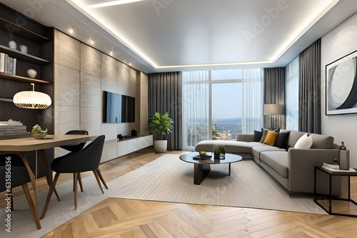 Step into the epitome of contemporary elegance with a modern living room interior that effortlessly blends sleek lines  luxurious textures  and innovative design elements