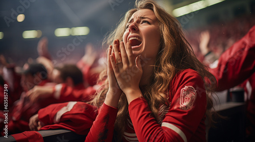 Slika na platnu An image capturing the tearful emotion of a female fan overcome with joy as her