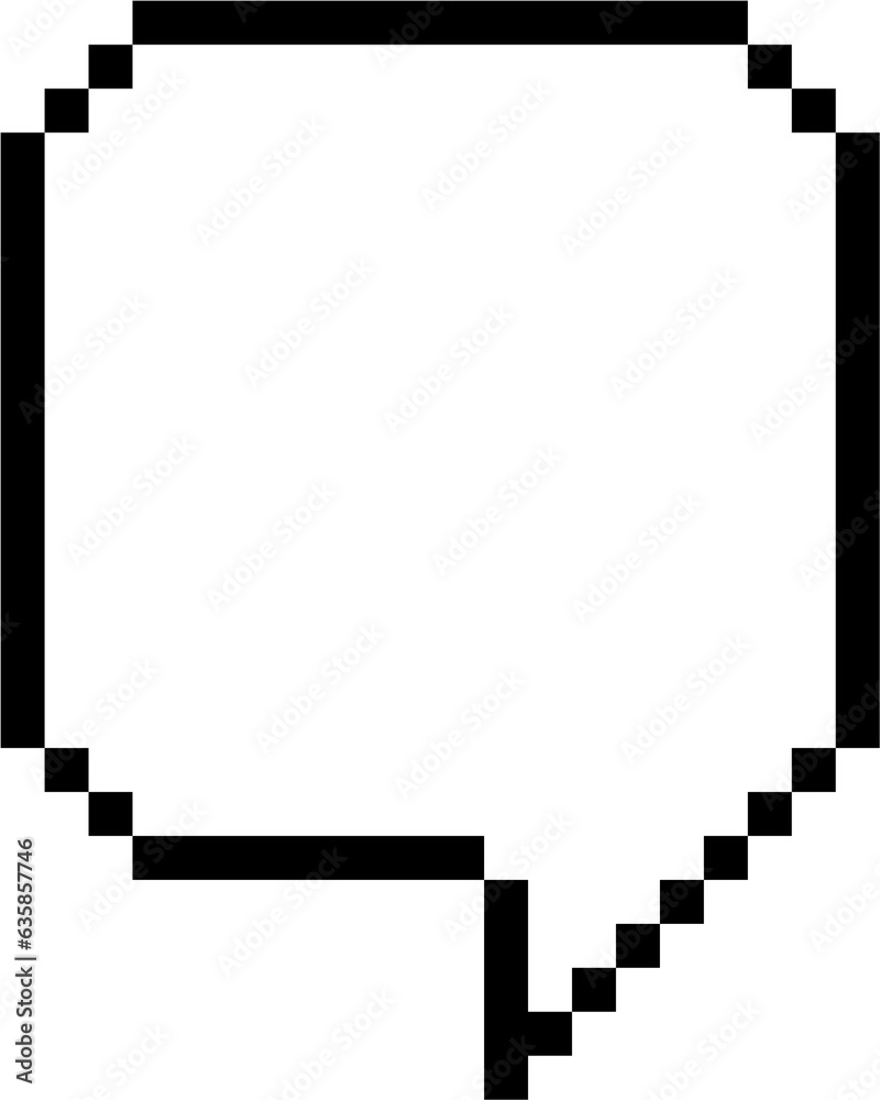 8bit retro game pixel speech bubble balloon icon sticker memo keyword planner text box banner, flat png transparent element design