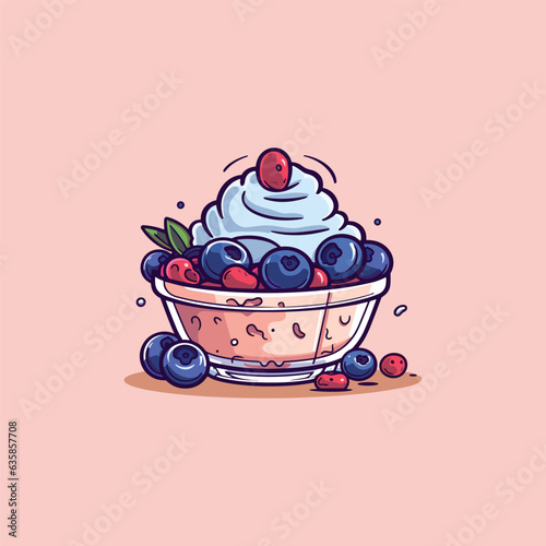 blueberry cheesecake ice cream clip art illustration