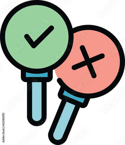 Yes no election icon outline vector. Vote online. Digital poll color flat