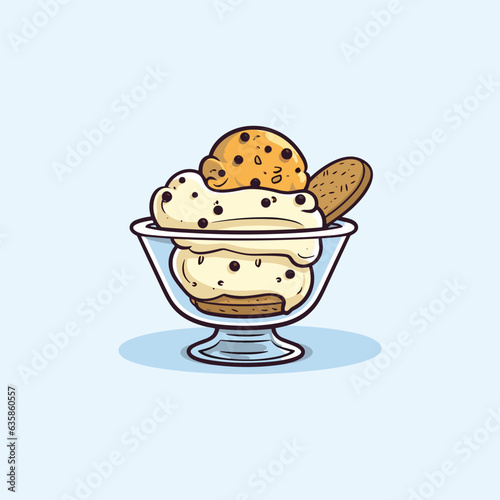 chocolate chip cookie dough ice cream clip art illustration