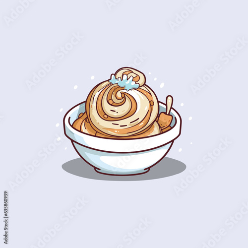 cinnamon roll ice cream clip art illustration