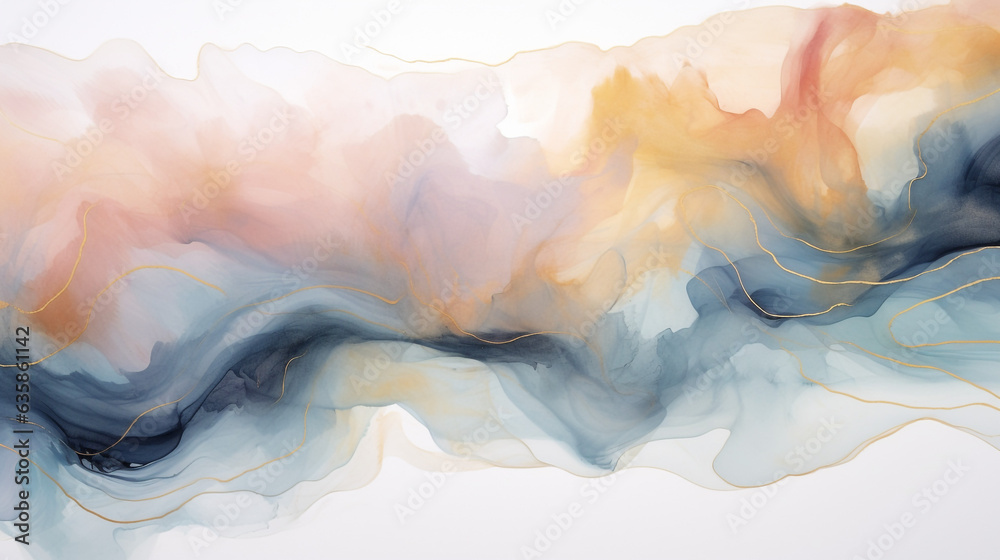 Abstract watercolor paint a liquid, fluid-marbled paper texture