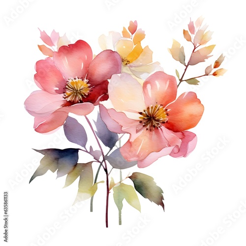 Bouquet of flowers on white background