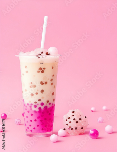glass of milk and strawberry with bubbles