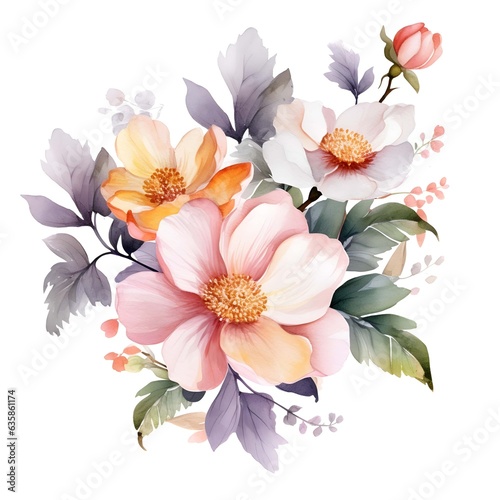 Bouquet of flowers on white background