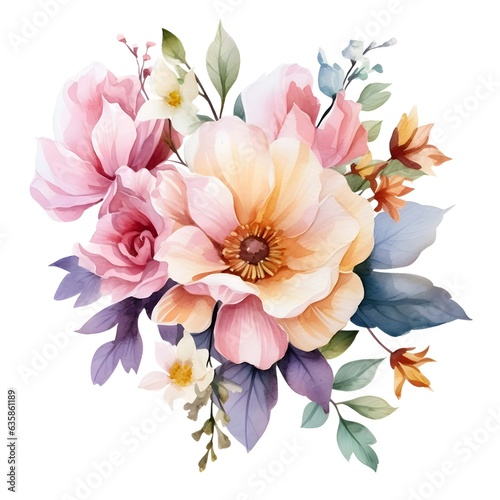 Bouquet of flowers on white background