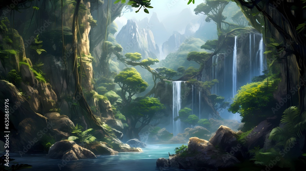 The River Bank with Flowers and Trees.Deep Forest. Video Game's Digital CG Artwork, Concept Illustration, Realistic Cartoon Style Background. Fantasy Backdrop.Generative AI.
The River Bank with Flowers and Trees.Deep Forest. Video Game's Digital CG Artwork, Concept Illustration, Realistic Cartoon Style Background. Fantasy Backdrop.Generative AI.