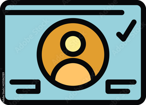 Web election icon outline vector. Online vote. Mobile poll color flat