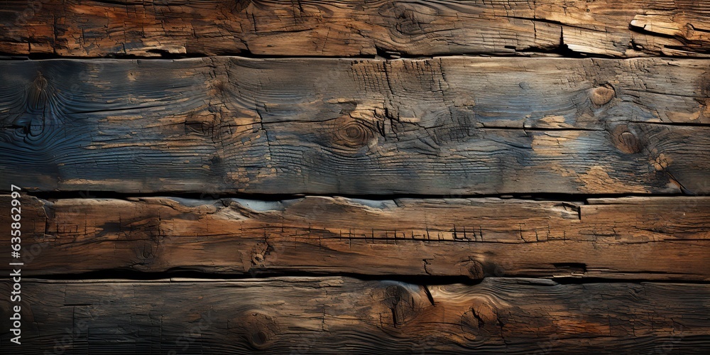 Naklejka premium AI Generated. AI Generative. Retro vintage old antique wooden texture surface background. Carpentry woodwork mockup. Graphic Art