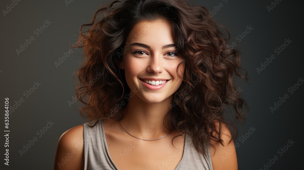 Portrait of a smiling brunette woman isolated on white background Portrait of a smiling brunette woman isolated on white background