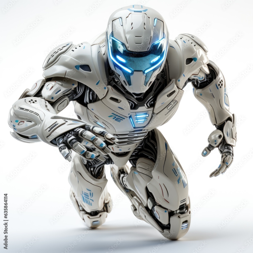 Robot Running Fast isolated on white background Robot Running Fast isolated on white background