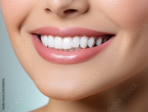 Close up shot on a woman with a perfect smile  generative ai