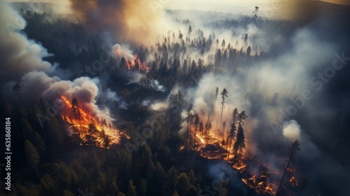Photo of a blazing inferno engulfing a vast forest