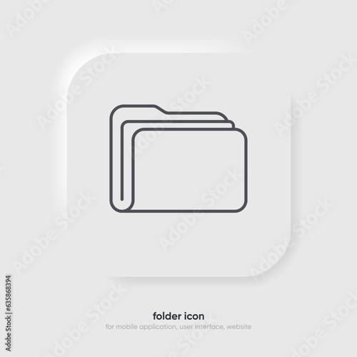 3d folder icon isolated on white background. Document symbol. 3d file icon. Binder sign modern, simple, vector, icon for website design, mobile app, ui. Vector Illustration