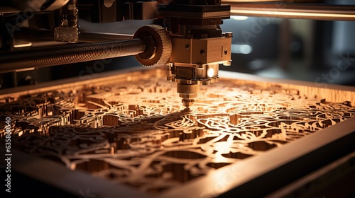 Photo of a laser cutting machine in action