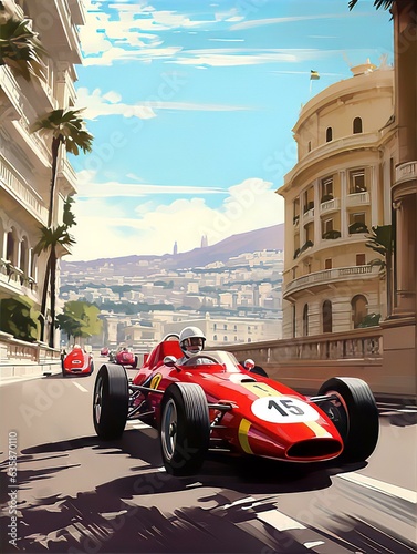 Voiture de sport formule 1 sur le circuit de Monaco © Michel