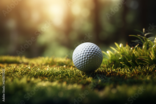 Golf ball with sport background design for banner with copy space.Created with Generative AI technology.