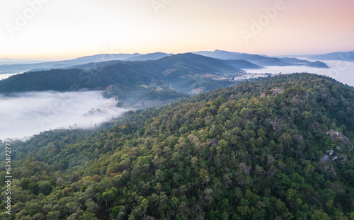 Landscape in the morning at Pha Muak mountain  border of Thailand and Laos  Loei province  Thailand.