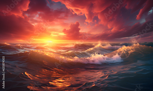 Magical waves at sunset