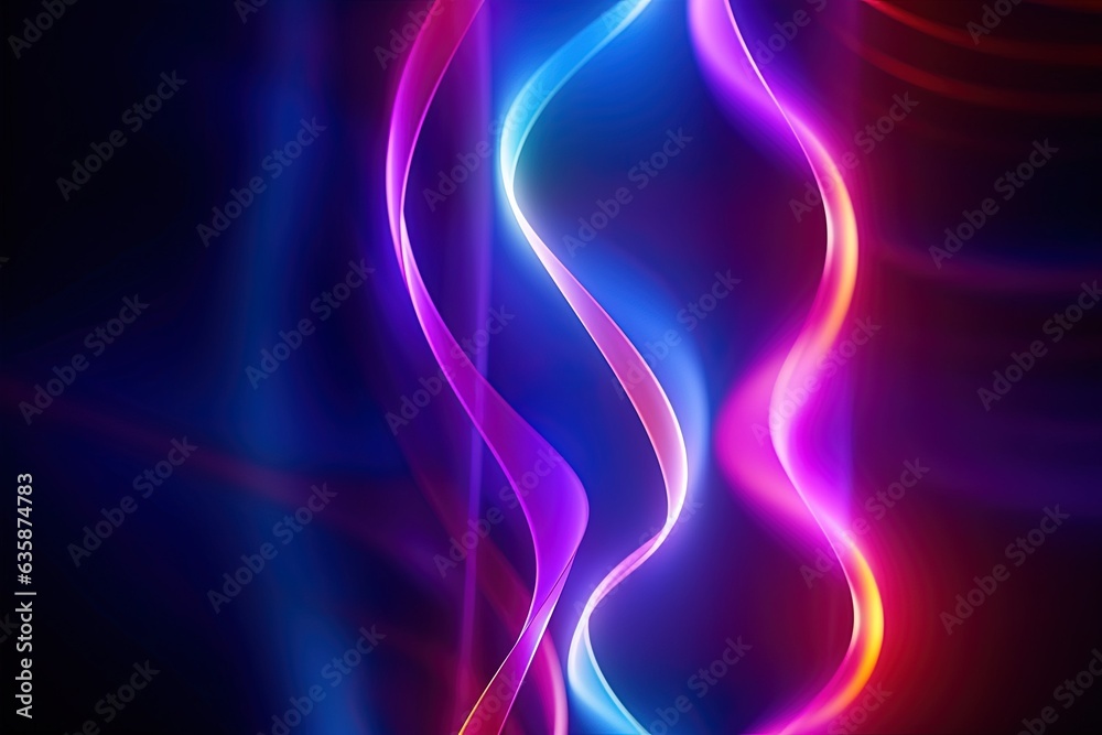 Naklejka premium abstract futuristic background with pink blue glowing neon moving high speed wave lines and bokeh lights. Data transfer concept Fantastic wallpaper