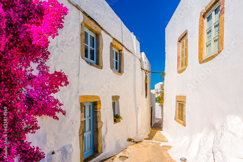Fototapeta Naklejka Na Ścianę i Meble -  Chora Village old street view in Patmos Island