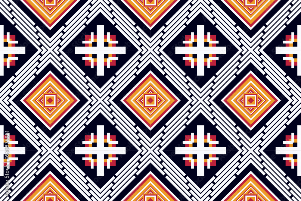 Geometric ethnic oriental seamless pattern traditional Design for fabric,carpet,clothing,background,wallpaper,wrapping,Vector illustration.aztec embroidery style.
