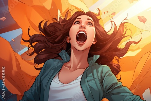 Victorious Roar Illustrate the girl - colorfull graphic novel illustration in comic style