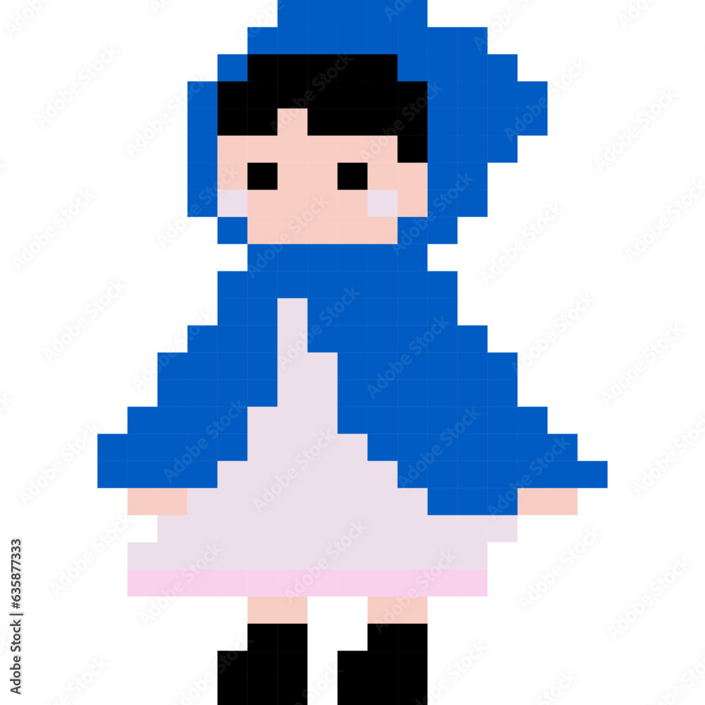 Girl cartoon icon in pixel style