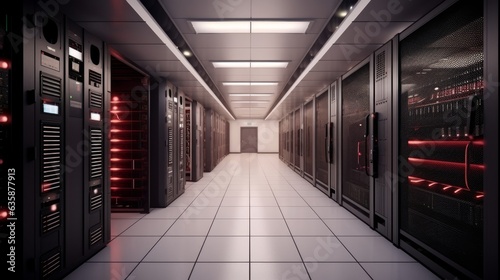 Clean and Simple Realistic IT Data Center Server Room. AI generated
