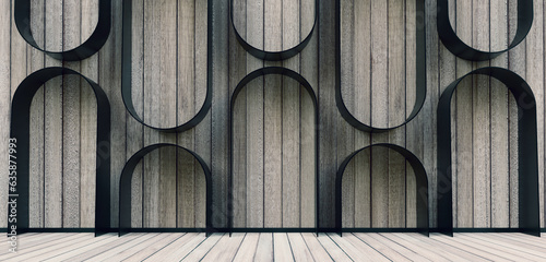 Obraz na plátně podium wooden floor stage screen wooden lath wooden floor backdrop Wooden floor