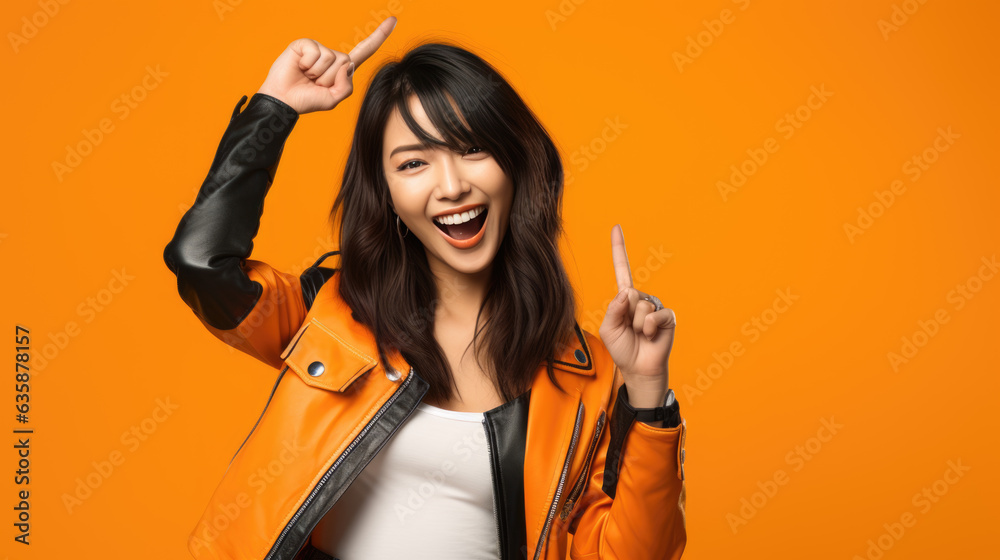 Young woman wearing casual clothes pointing with hand and finger to the side Young woman wearing casual clothes pointing with hand and finger to the side