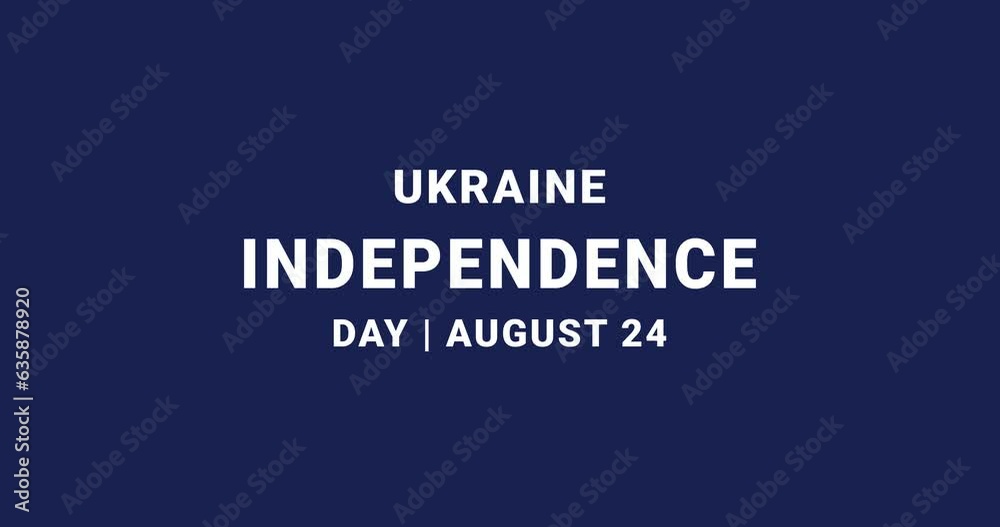 Ukraine Independence Day. Happy Independence Day. Text animation on the blue screen alpha