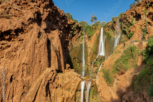 The Ouzoud Waterfalls near the village of Tanaghmeilt at sunset. Natural area of outstanding beauty and authenticity in Middle Atlas. Azilal province, Morocco. photo