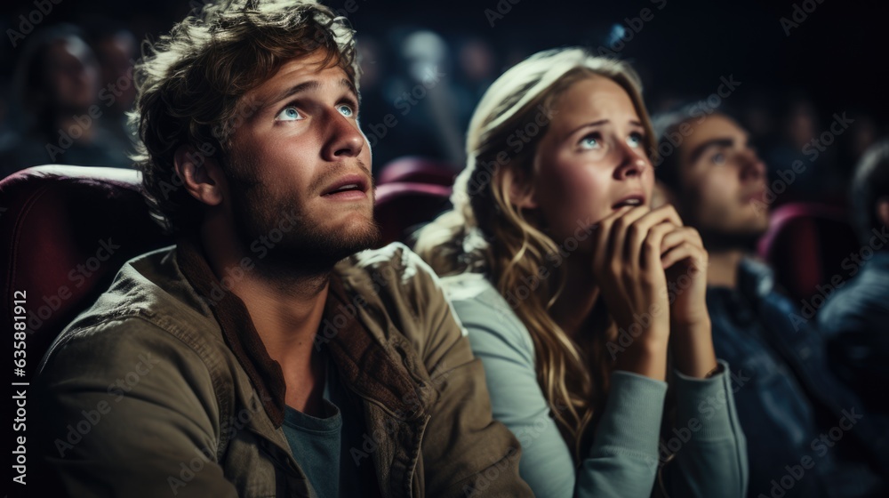 Young Couple sitting in a movie theater - stock photo of people and emotions Young Couple sitting in a movie theater - stock photo of people and emotions
