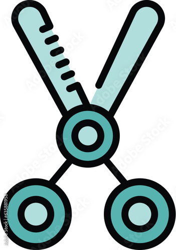 Hair scissors icon outline vector. Woman salon. Beauty cut color flat